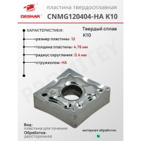 Пластина CNMG 120404-HA K10