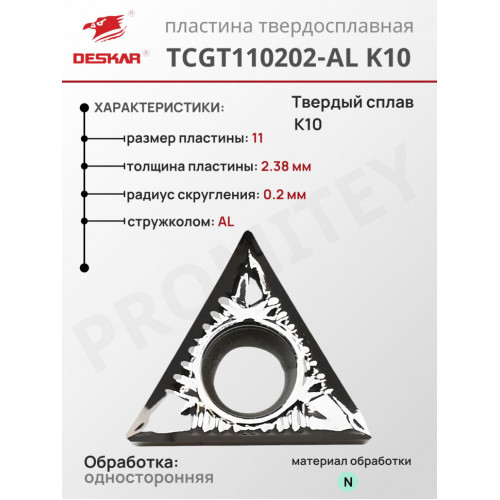 Пластина TCGT 110202-AL K10